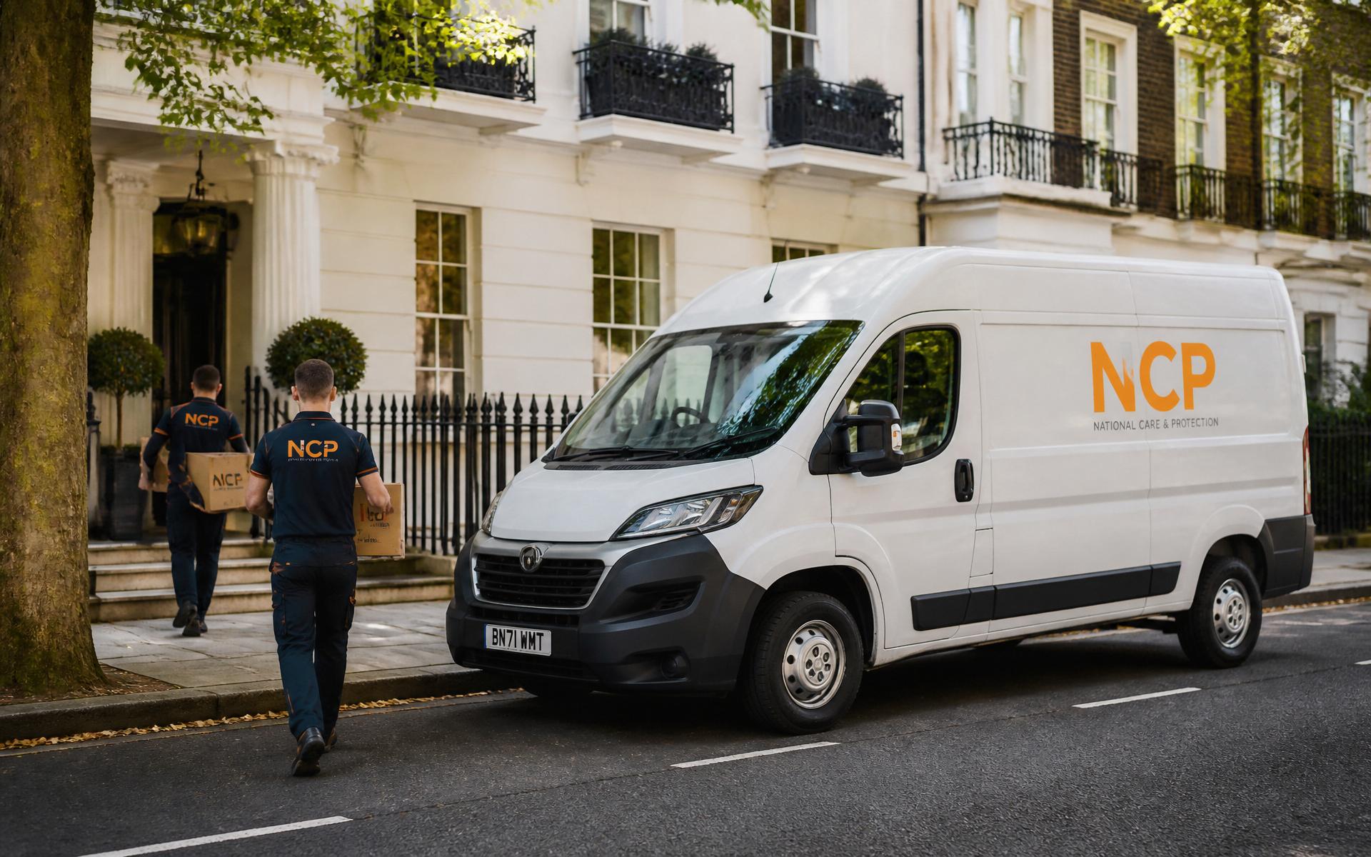 NCP removals van outside a UK home